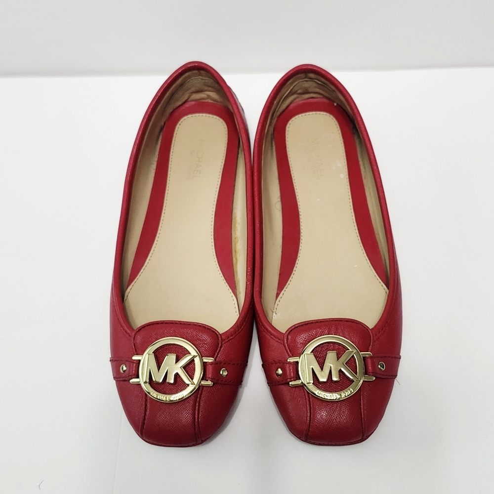 Michael KORS Leather Red Flats Shoes 7.5 - Picture 5 of 14